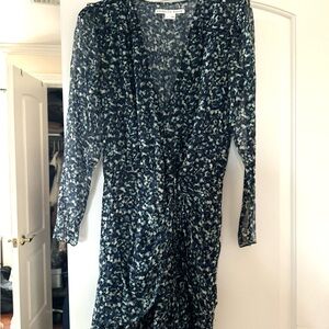 Veronica Beard Floral Print Dress in Blue and Green
